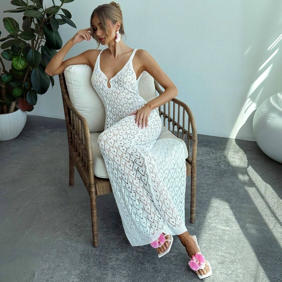 вязаное длинное платье,вязаное летнее платье,вязаное платье,ажурное платье,вязаное крючком платье