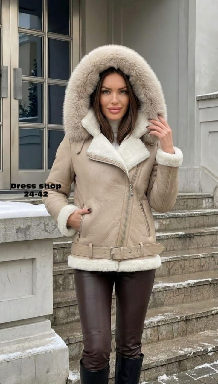 дубленка с капюшоном,дубленка авиатор с капюшоном,дубленка авиатор из натуральной овчины,женская дубленка,дубленка зимняя