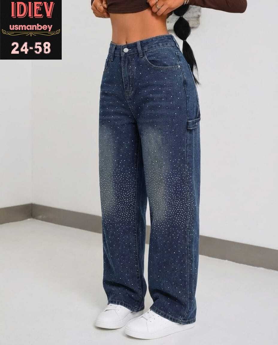 женские джинсы со стразами,джинсы клеш со стразами h&a collection,джинсы в стразах,джинсы широкие со стразами,джинсы со стразами широкие палаццо стрейч fashion vogue