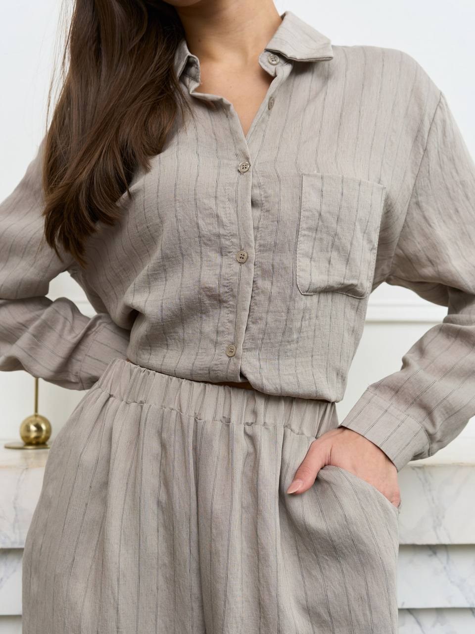 m&g all natural костюм женский set065/13/кофе, белый,брючный костюм set065/13,костюм льняной с брюками,костюм с брюками,костюм женский