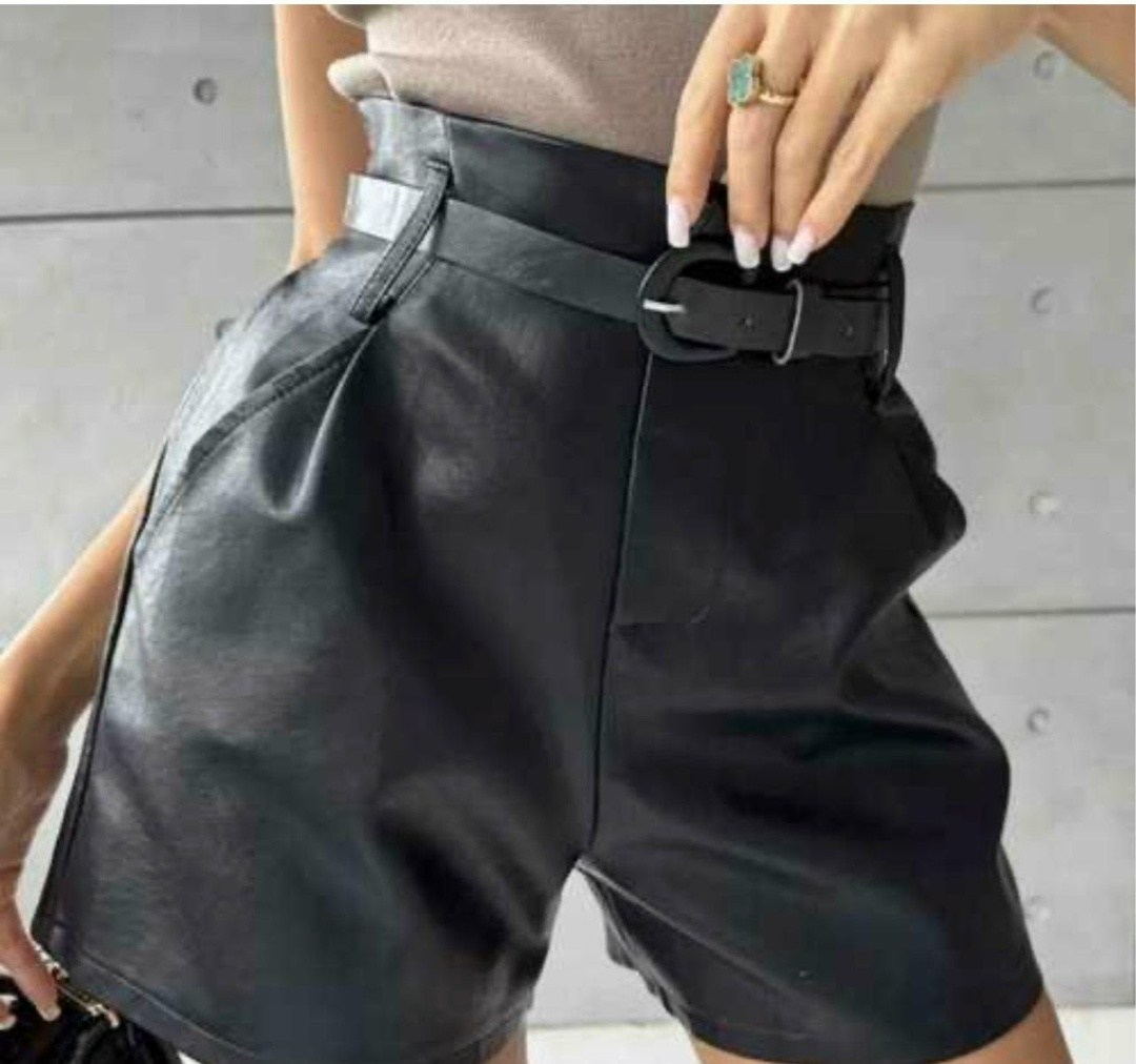 шорты кожаные женские с высокой талией,кожаные шорты женские,шорты кожаные,шорты кожаные женские чёрные короткие шорты-юбка yasswear,кожаные шорты женские 2026
