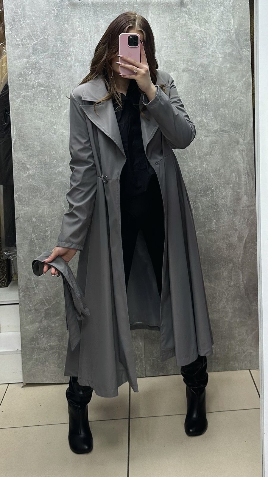 серый плащ,плащ женский,тренч плащ,тренч,серый тренч