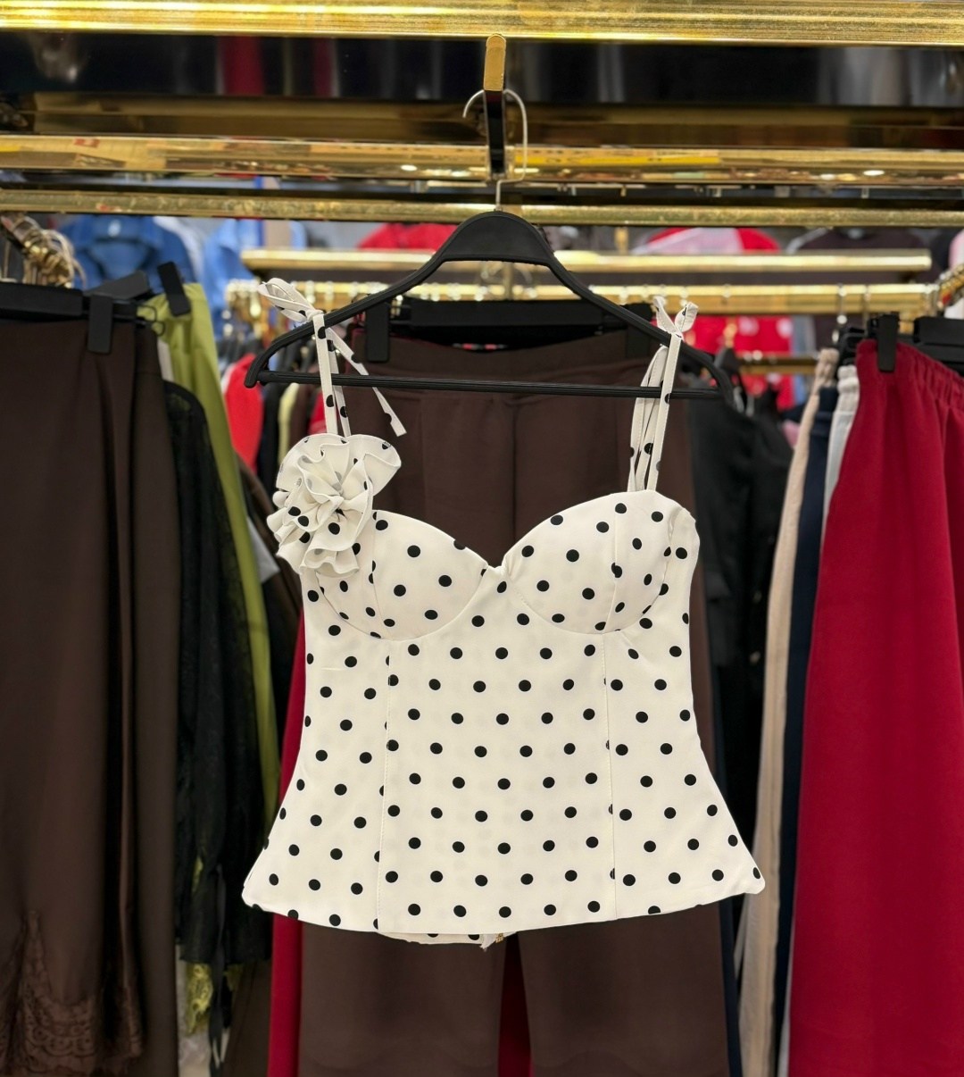 бюстье,модные топы,топ корсет,dolce & gabbana топ-корсет в горох черный