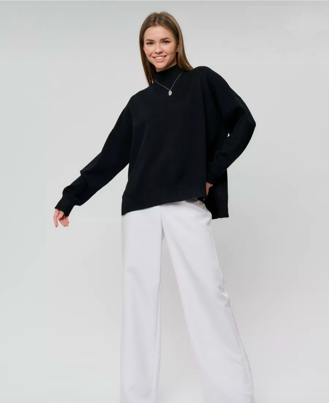 свитер женский черный,свитер женский,свитер женский оверсайз,классический свитер оверсайз,черный свитер оверсайз