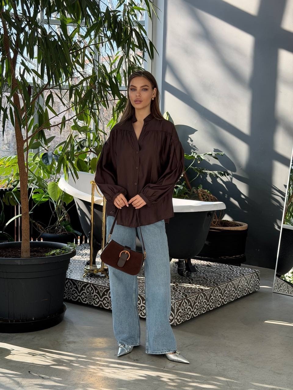 блузка стильная,рубашка женская,рубашка коричневая,блуза,блуза женская