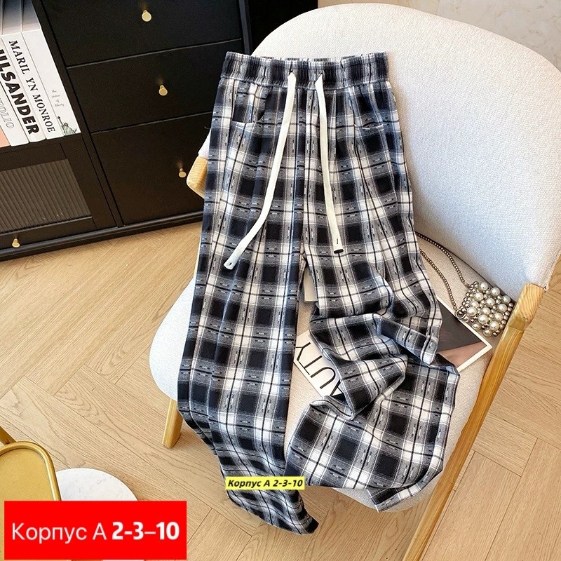 штаны в клетку,женские брюки в клетку,брюки в клетку,женские брюки,широкие клетчатые штаны женские