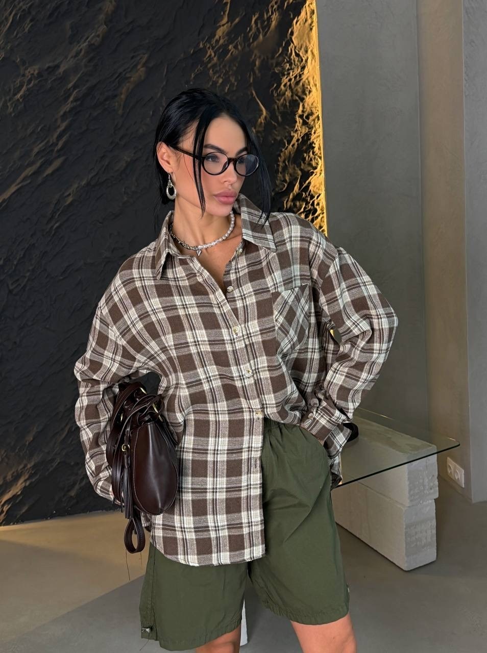 рубашка классическая в клетку оверсайз la fashion,рубашка оверсайз в клетку thirteen brand,рубашка коричневая в клетку оверсайз удлиненная arsshopp,рубашка коричневая в клетку оверсайз удлиненная,руба