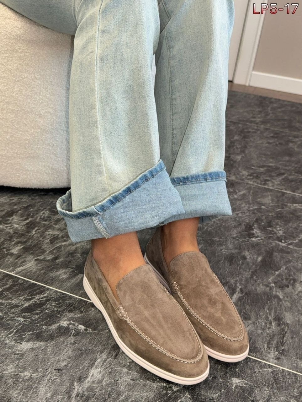 замшевые лоферы summer walk loro piana серый,,мокасины,loro piana лоферы,лоро пиано  женская лоферы