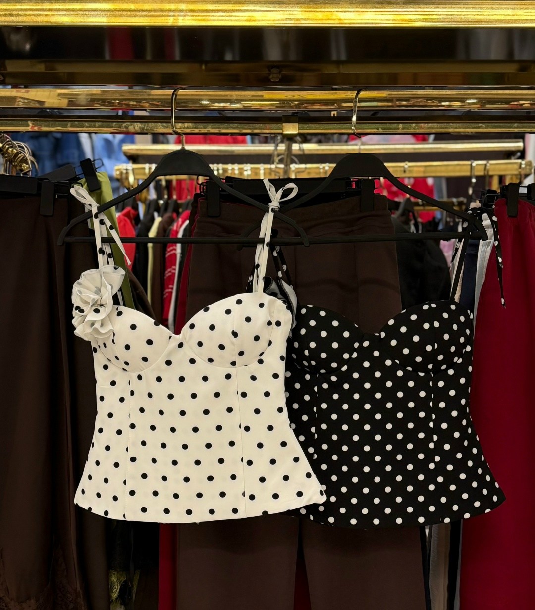 бюстье,модные топы,топ корсет,dolce & gabbana топ-корсет в горох черный