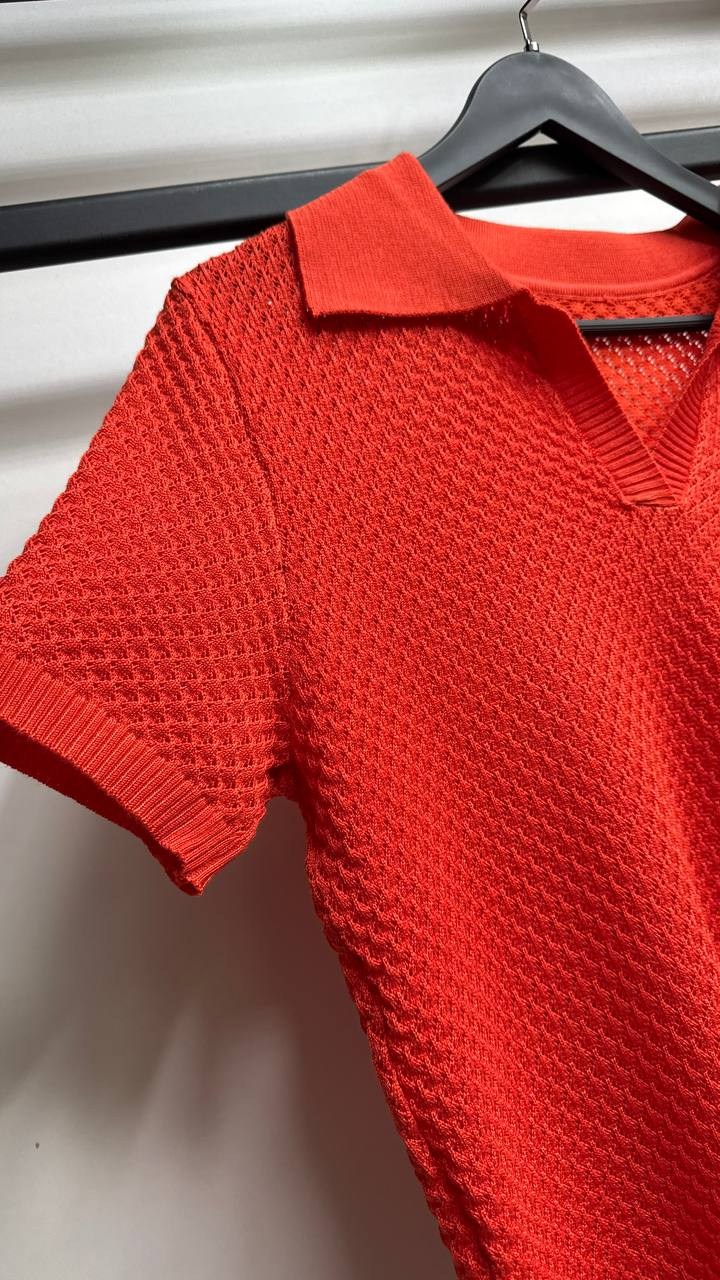 свитер поло,поло красное,поло вязаное,поло с воротником,поло