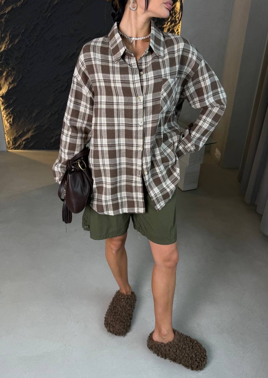 рубашка классическая в клетку оверсайз la fashion,рубашка оверсайз в клетку thirteen brand,рубашка коричневая в клетку оверсайз удлиненная arsshopp,рубашка коричневая в клетку оверсайз удлиненная,руба
