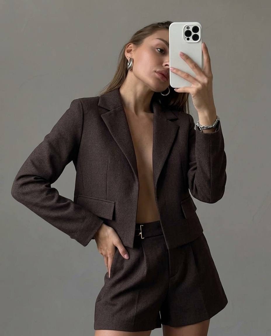 двойка костюм с пиджаком и шортами lr store,костюм с юбкой,женский пиджак,двойка костюм с пиджаком и шортами lr store песочный,костюм пиджак