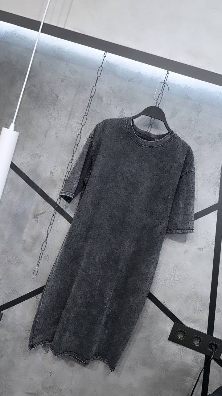 трикотажное платье,женское платье свободного кроя,платье свободного кроя оверсайз,футболка оверсайз варенка,футболка с эффектом tie-dye (под варёнку) с камешками