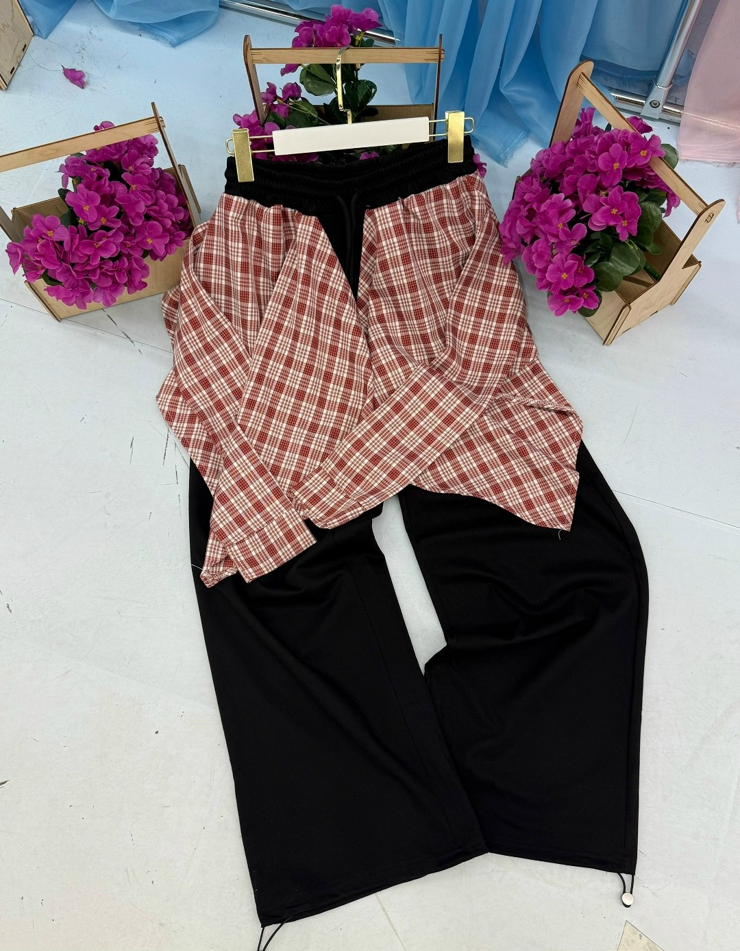 широкие брюки,штаны в клетку,повседневные брюки,брюки для дома