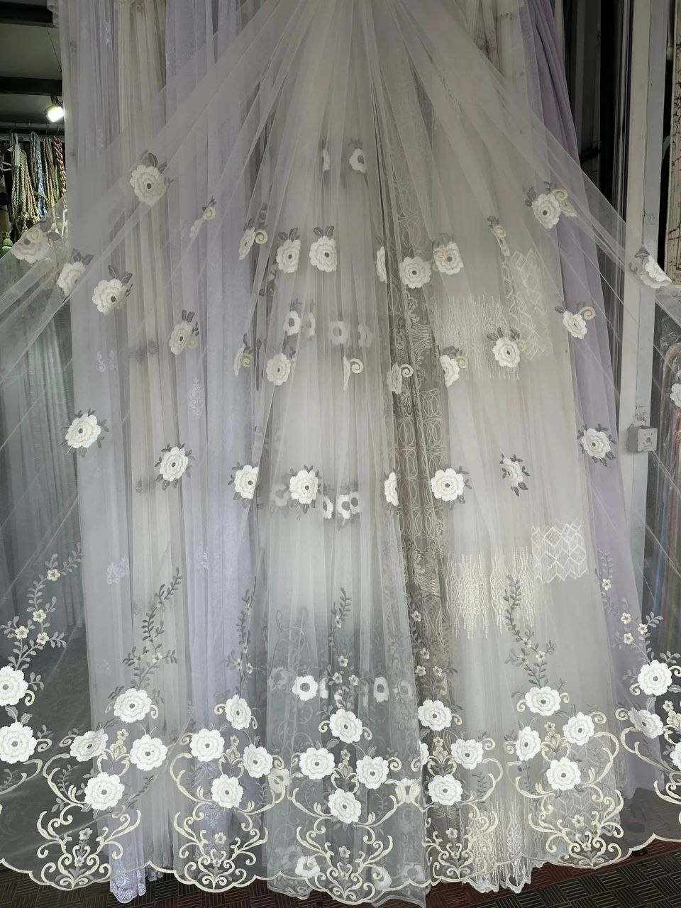 тюль прозрачная сетка "нежнятина",тюль с вышивкой,тюль сетка вышивка,тюль прозрачная,красивая тюль