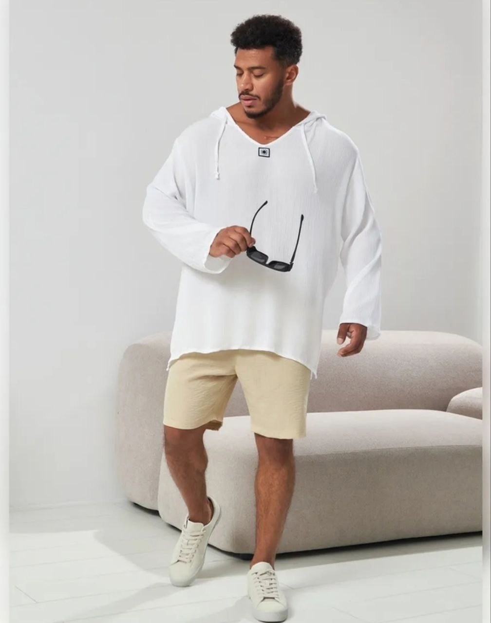 мужской летний костюм,костюм оверсайз,туника мужская пляжная с капюшоном,туника мужская пляжная,одежда для мужчин