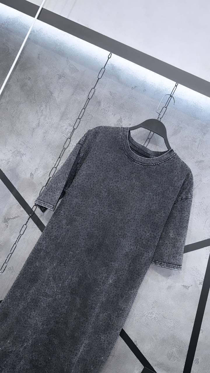 трикотажное платье,женское платье свободного кроя,платье свободного кроя оверсайз,футболка оверсайз варенка,футболка с эффектом tie-dye (под варёнку) с камешками