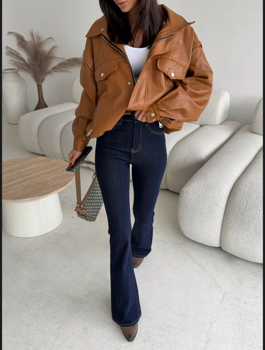 кожаная куртка,женская куртка кожаная оверсайз короткая okssana firsanova,куртка бомбер,куртка женская,замшевая куртка