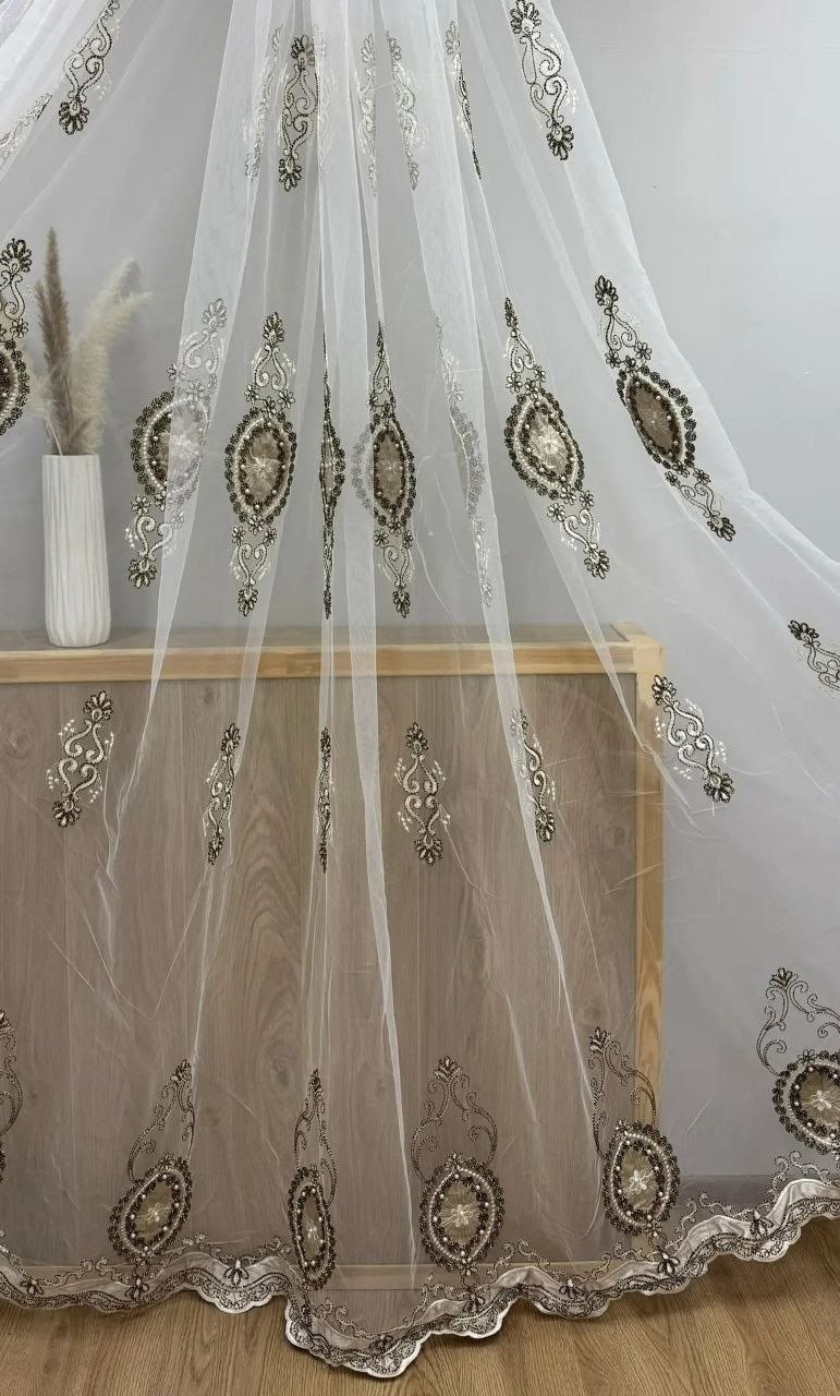 тюль прозрачная сетка "нежнятина",тюль с вышивкой,тюль сетка вышивка,тюль прозрачная,красивая тюль