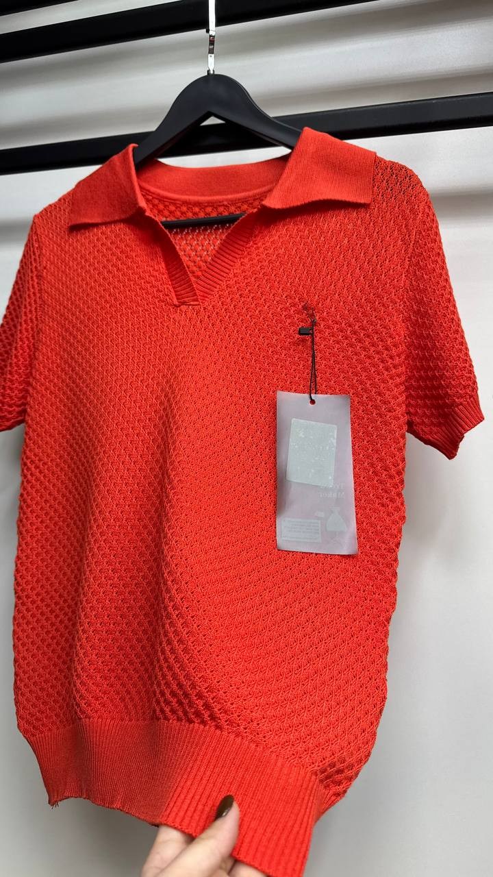 свитер поло,поло красное,поло вязаное,поло с воротником,поло