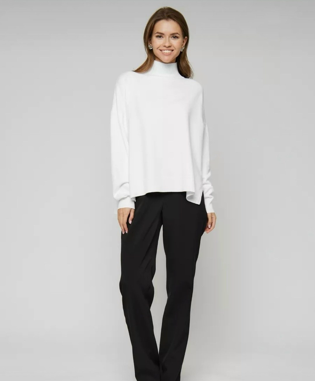 свитер женский белый,белый свитер оверсайз,свитер женский оверсайз,свитер с горлом удлиненный оверсайз warm mood,свитер оверсайз джемпер