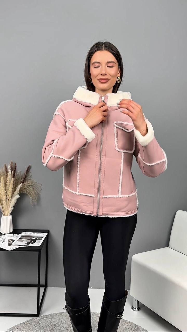 женская куртка,дубленка эко,розовая дубленка,куртка дубленка,женская дублёнка