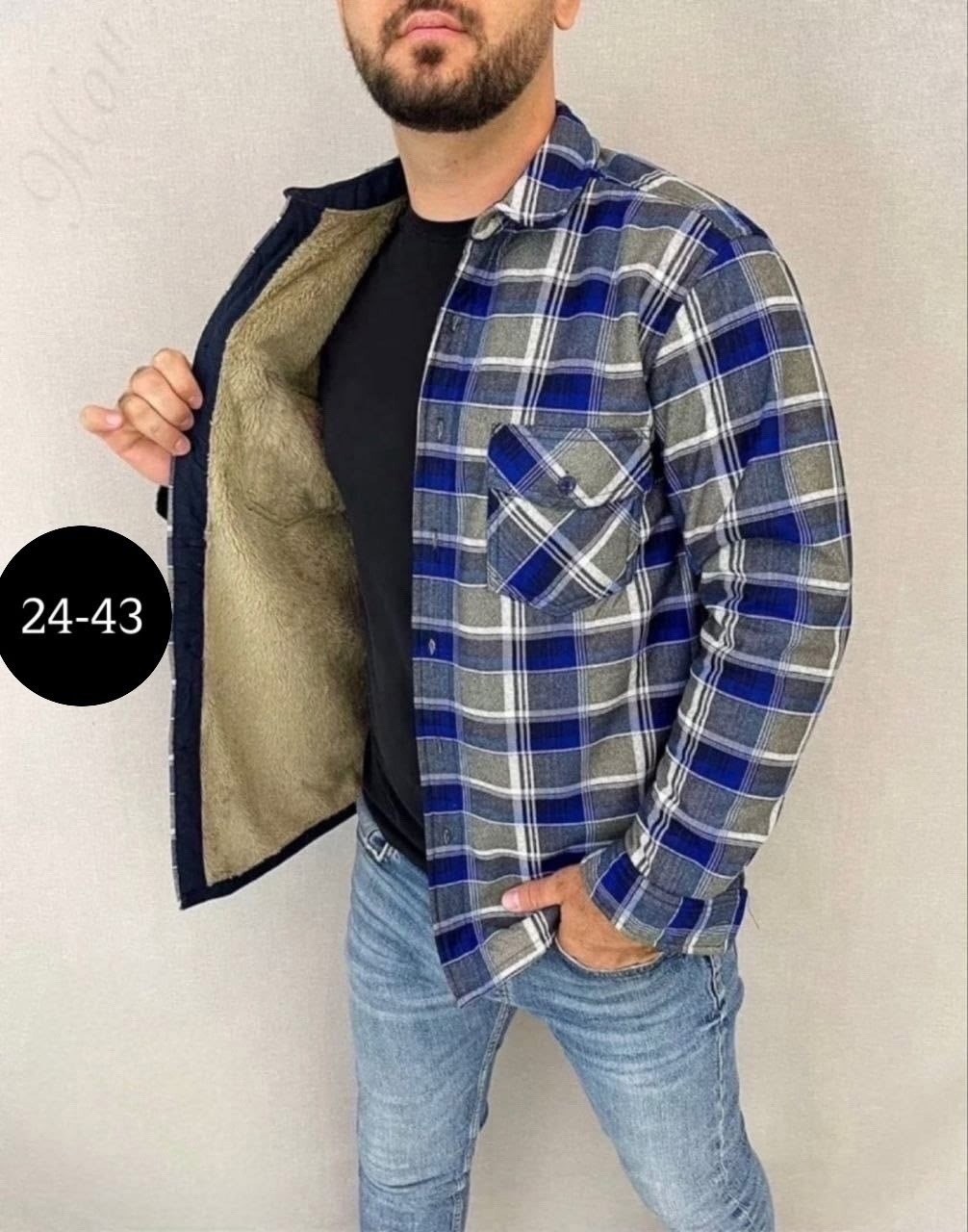 рубашка теплая на флисе,рубашка в клетку теплая h&h fashion,рубашка теплая мужская,рубашка мужская,рубашка с мехом