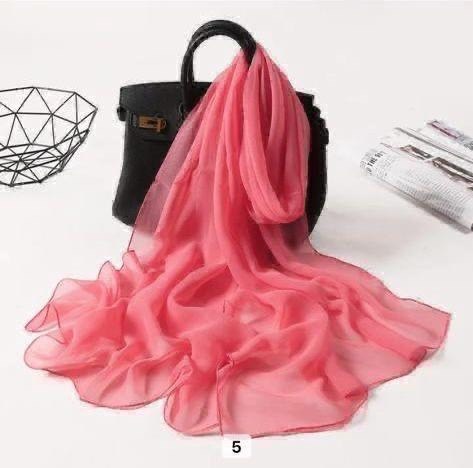 однотонный шелковый шарф,шарф шифоновый однотонный,женский длинный шелковый шарф,шарф белый,шарф шифоновый черный