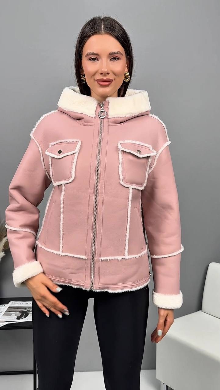 женская куртка,дубленка эко,розовая дубленка,куртка дубленка,женская дублёнка