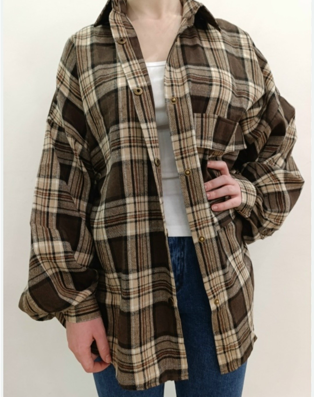 рубашка женская 7007 "клетка № 4",клетчатая рубашка женская теплая c&h style,рубашка женская 7007 клетка,рубашка женская оверсайз в клетку,рубашка женская в клетку pinacolada64