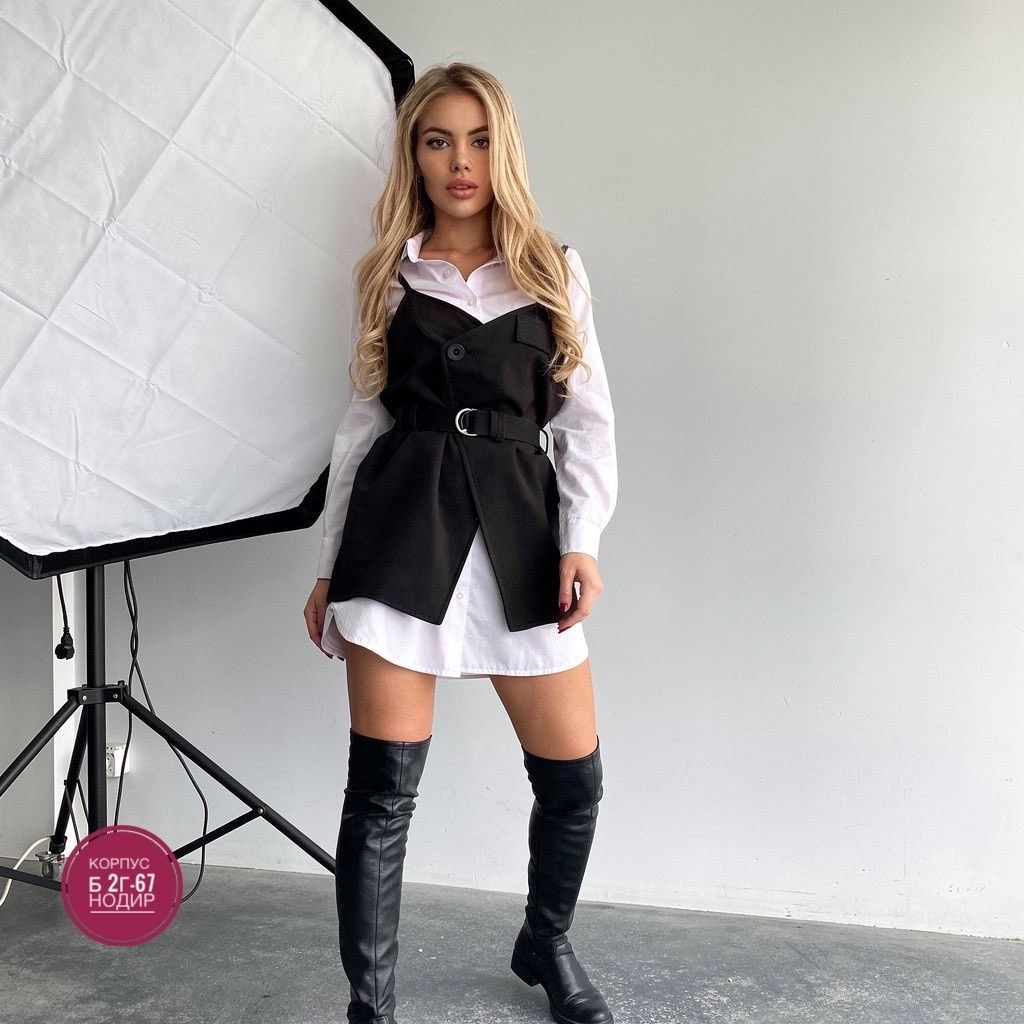 костюм классический женский nomari офисный/школьный двубортный белый, черный,удлиненная рубашка с жилеткой,жилетка с рубашкой женская,костюм классический женский nomari офисный/школьный двубортный бел