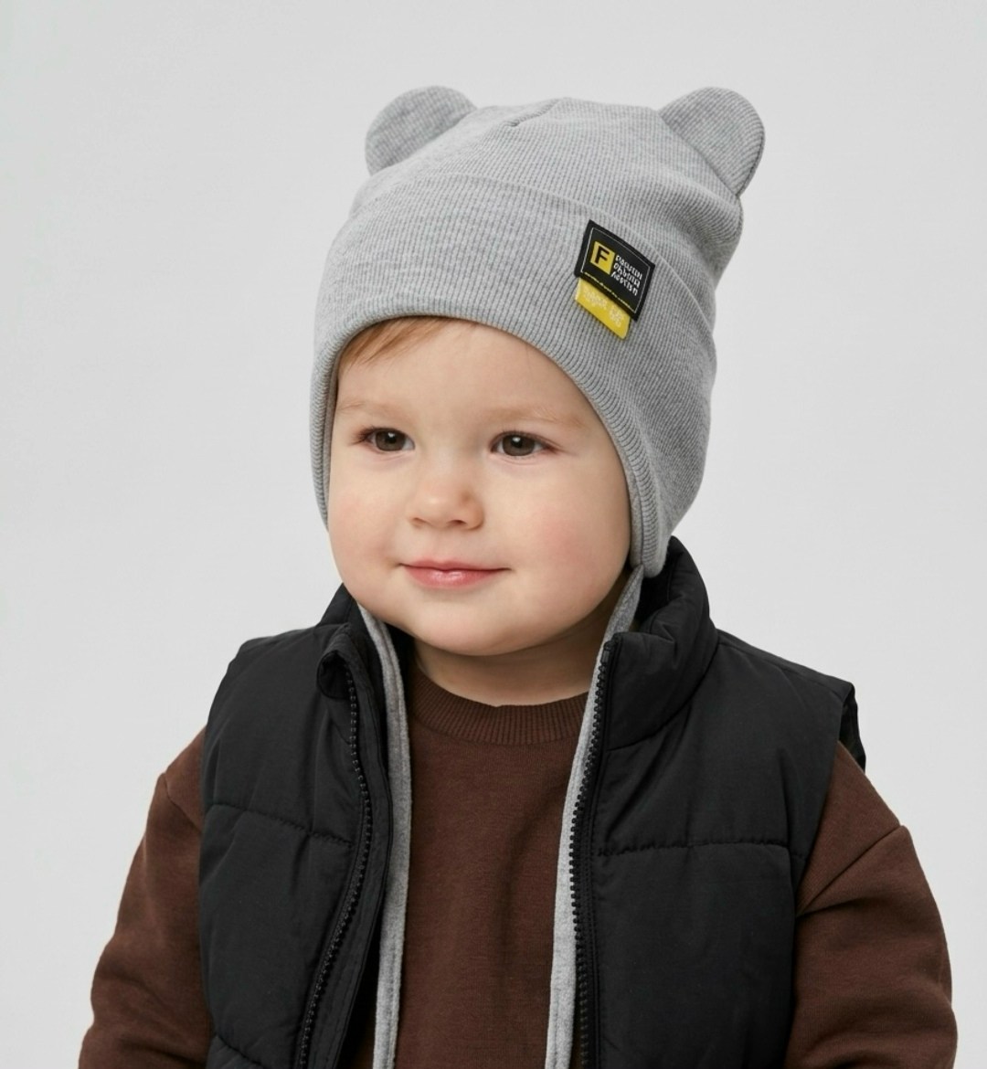 шапка для мальчика,шапка детская,шапка хлопковая на подкладе "мишка" 0+ bungly,шапка детская демисезонная,шапка для детей