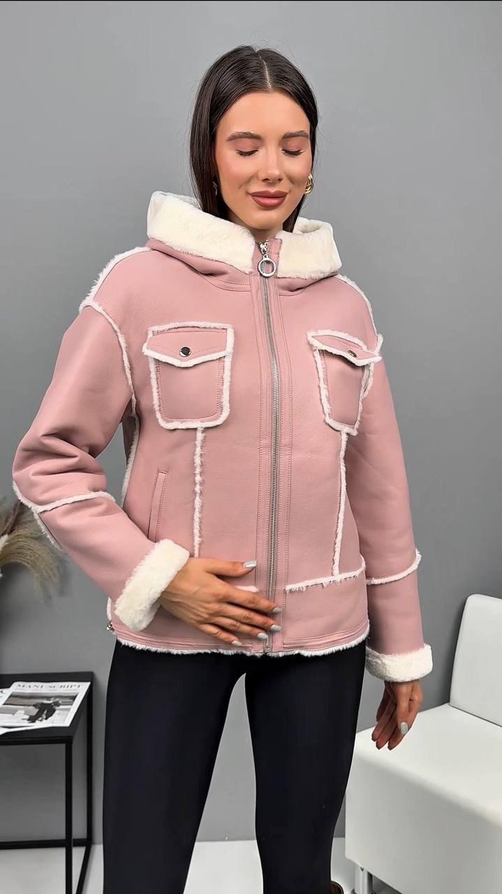 женская куртка,дубленка эко,розовая дубленка,куртка дубленка,женская дублёнка