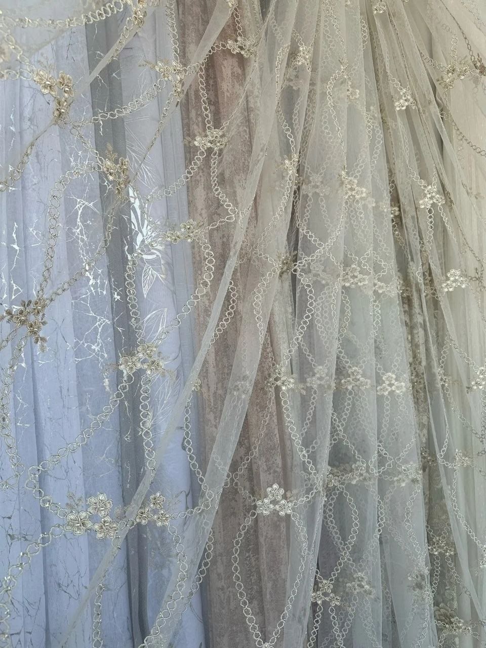тюль прозрачная сетка "нежнятина",тюль с вышивкой,тюль сетка вышивка,тюль прозрачная,красивая тюль