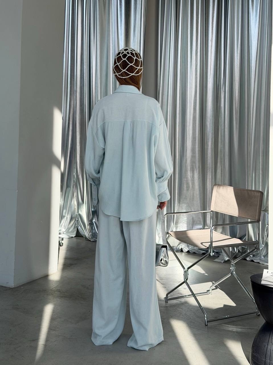 женский атласный пижамный комплект linad,пижама женская,пижама для женщин,женские костюмы,костюм голубой