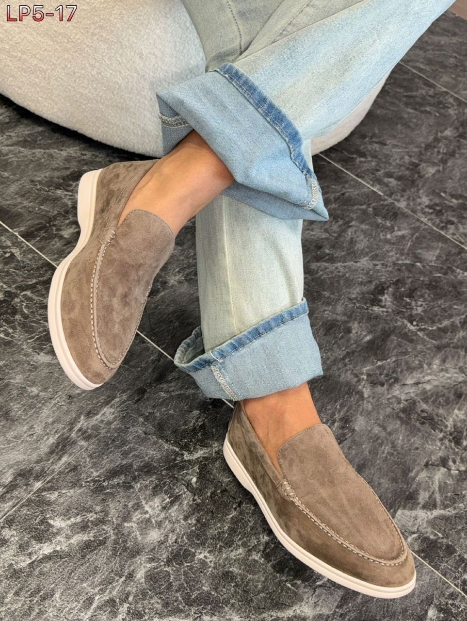 замшевые лоферы summer walk loro piana серый,,мокасины,loro piana лоферы,лоро пиано  женская лоферы