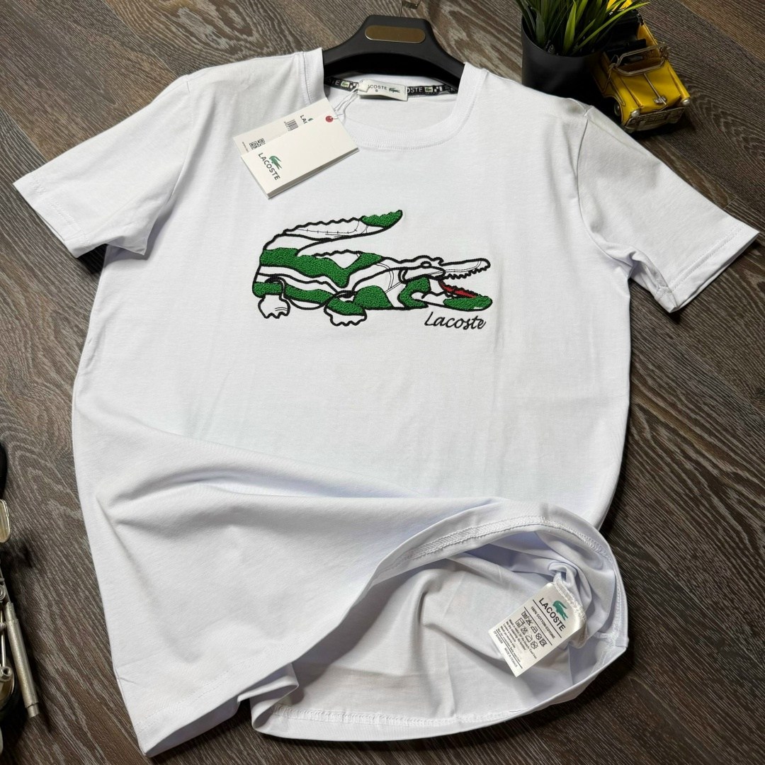 футболка lacoste,лакоста футболка,комплект футболок lacoste,мужская белая футболка lacoste crocodile print