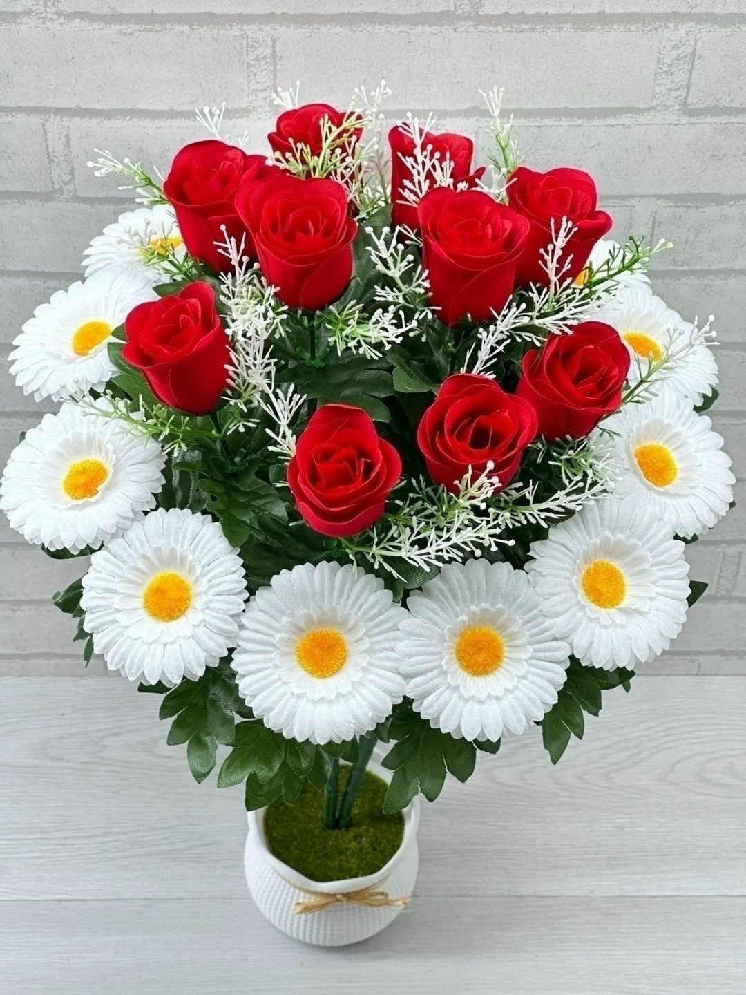 букет,цветы искусственные ромашка,розы с ромашками,цветок искусственная,цветами
