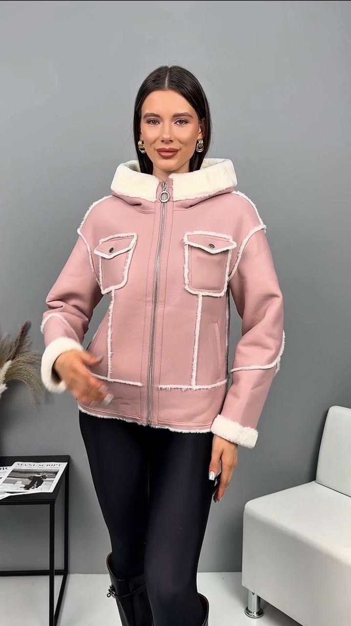 женская куртка,дубленка эко,розовая дубленка,куртка дубленка,женская дублёнка