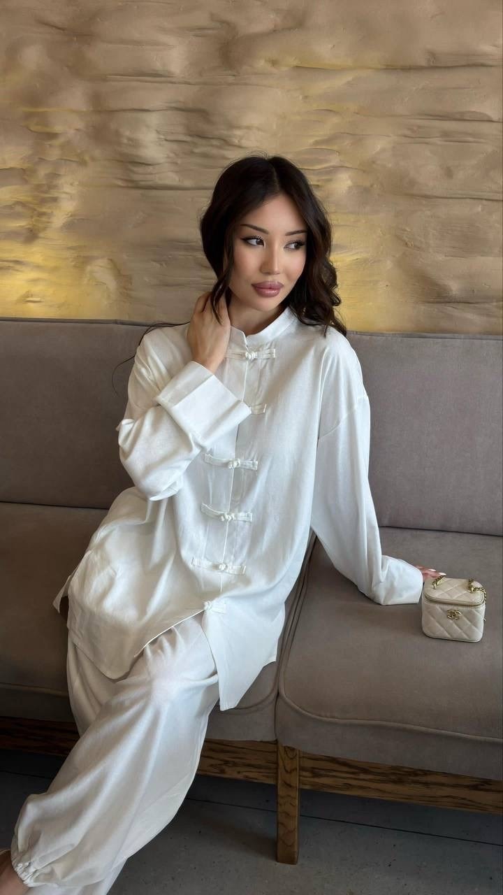 костюм льняной двойка с брюками и рубашкой emberens,костюм с брюками и рубашкой,костюм из льна брючный,льняной женский костюм,костюм