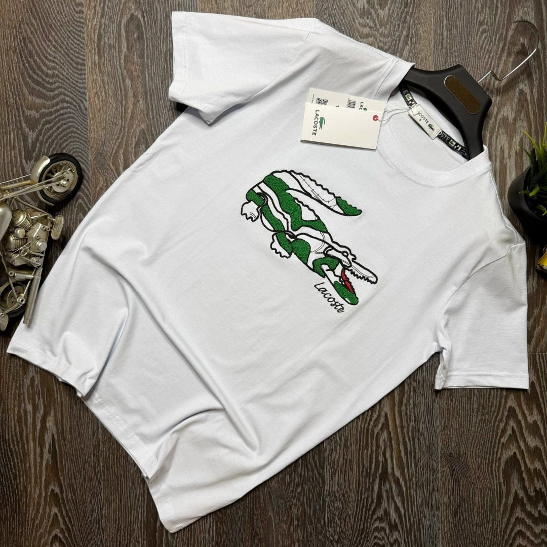 футболка lacoste,лакоста футболка,комплект футболок lacoste,мужская белая футболка lacoste crocodile print