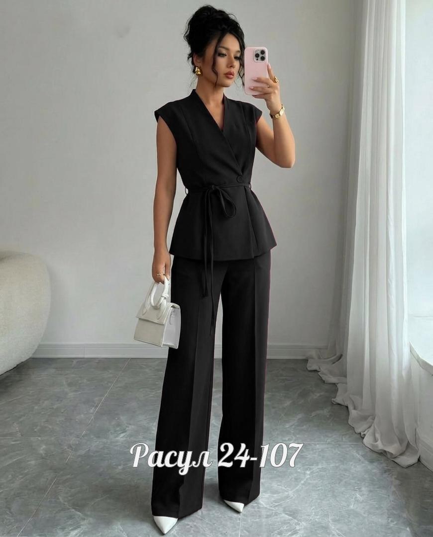 летний брючный костюм с жилетом bk06-10-1,брючный костюм,брючный костюм женский,женский брючный костюм двойка,женский брючный классический костюм