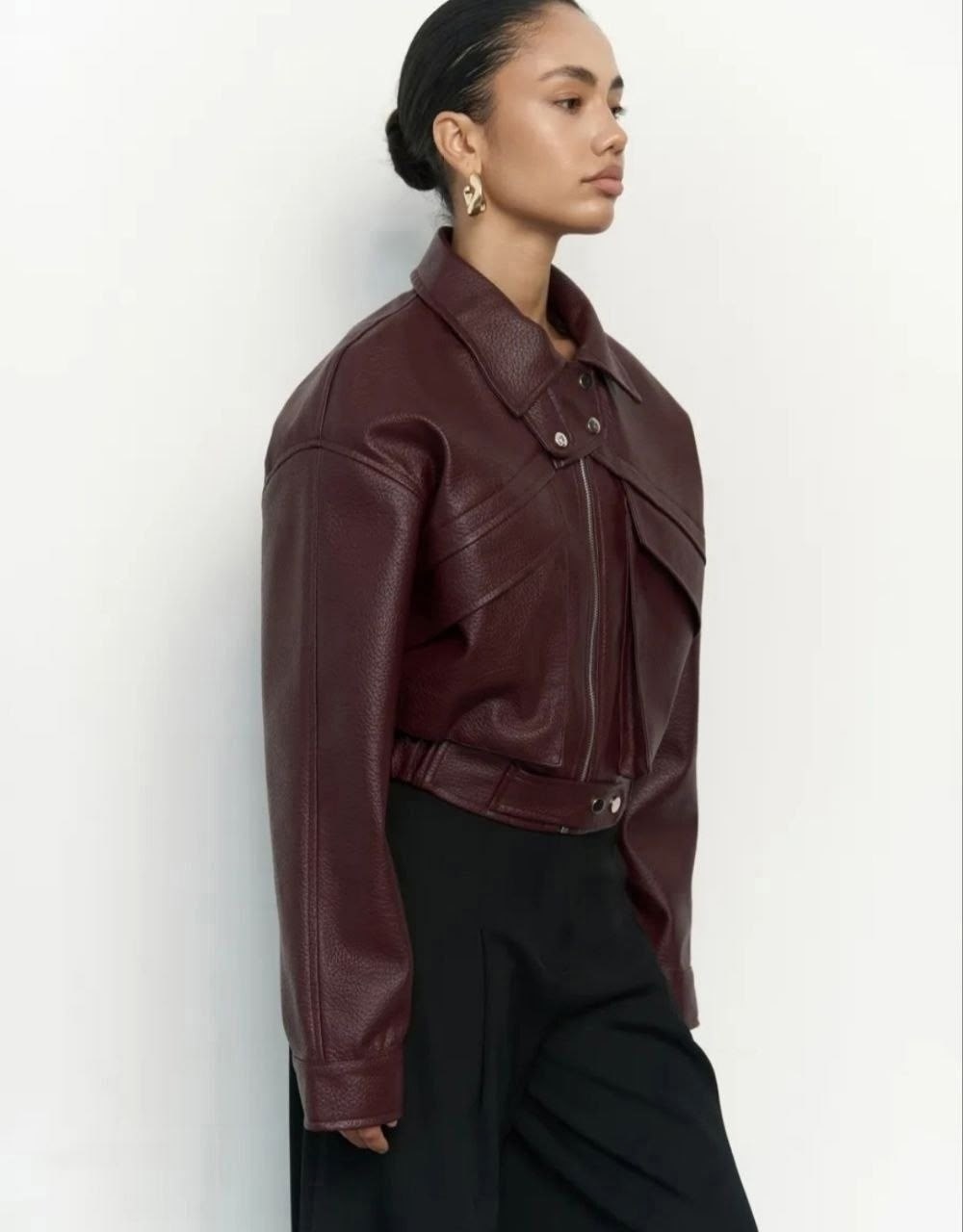 кожаная куртка,женская кожаная куртка,куртка-косуха из искусственной кожи befree,модные кожаные куртки,бордовая кожаная куртка