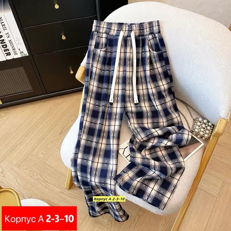 штаны в клетку,женские брюки в клетку,брюки в клетку,женские брюки,широкие клетчатые штаны женские