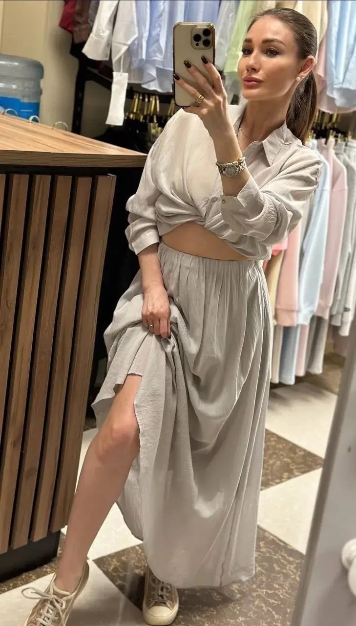 рубашка свободного кроя,рубашка свободного кроя и струящая юбка с карманом,платье трикотажная,платья длинное,платья женские длинные
