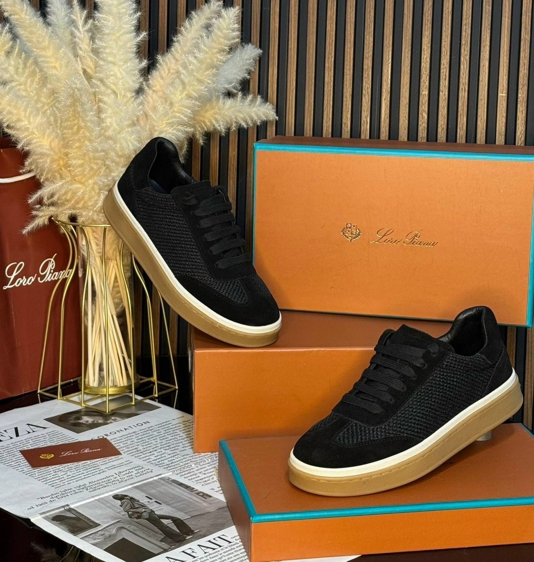 ,кроссовки loro piana,кеды loro piana,женские кроссовки из замши loro piana черные,мужские кроссовки