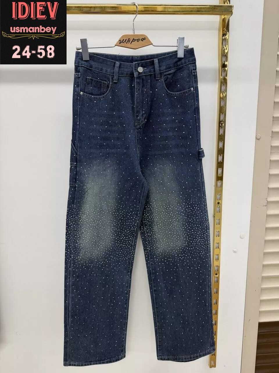 женские джинсы со стразами,джинсы клеш со стразами h&a collection,джинсы в стразах,джинсы широкие со стразами,джинсы со стразами широкие палаццо стрейч fashion vogue