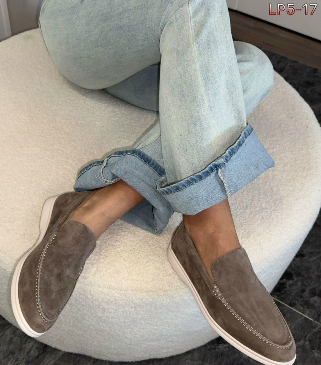 замшевые лоферы summer walk loro piana серый,,мокасины,loro piana лоферы,лоро пиано  женская лоферы