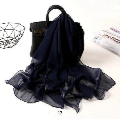 однотонный шелковый шарф,шарф шифоновый однотонный,женский длинный шелковый шарф,шарф белый,шарф шифоновый черный