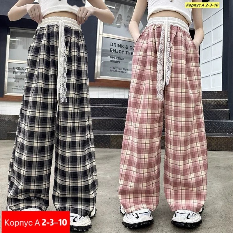 клетчатые штаны широкие,широкие брюки,женские широкие брюки,брюки женские в клетку,клетчатые брюки женские широкие
